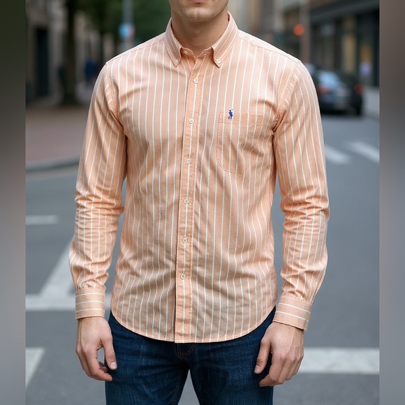 Ralph Lauren Other - Ralph Lauren Men's Peach Striped Button Down Shirt